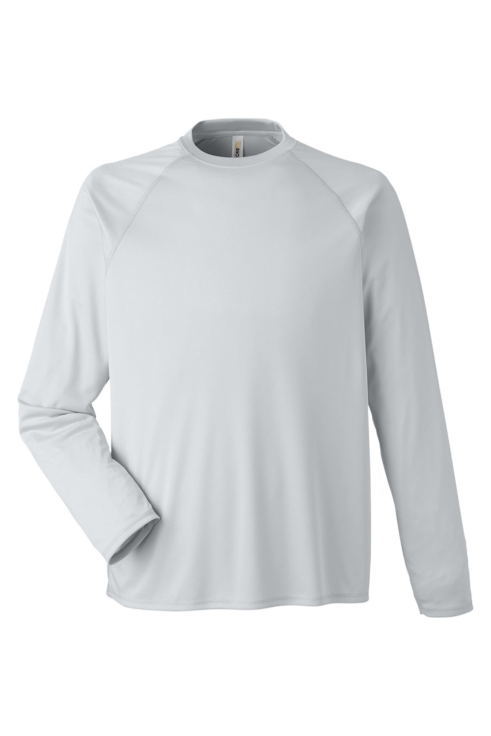 Core 365 CE110 Mens Ultra MVP Raglan Moisture Wicking Long Sleeve Crewneck T-Shirt Platinum Grey Flat Front