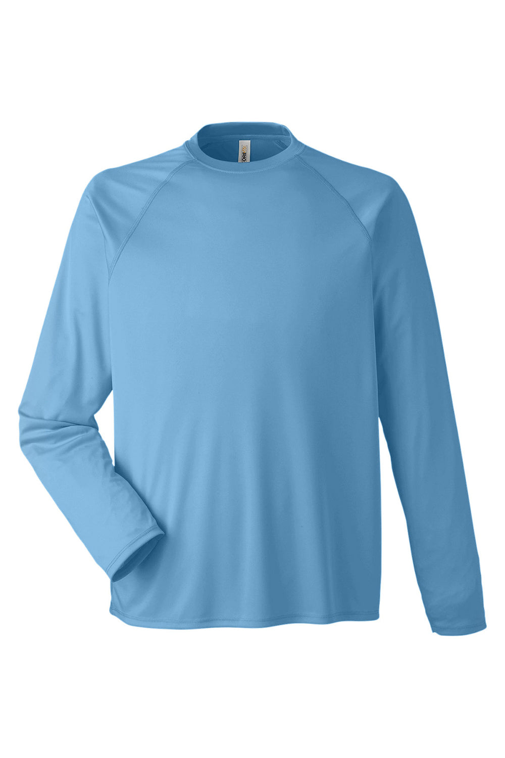 Core 365 CE110 Mens Ultra MVP Raglan Moisture Wicking Long Sleeve Crewneck T-Shirt Columbia Blue Flat Front