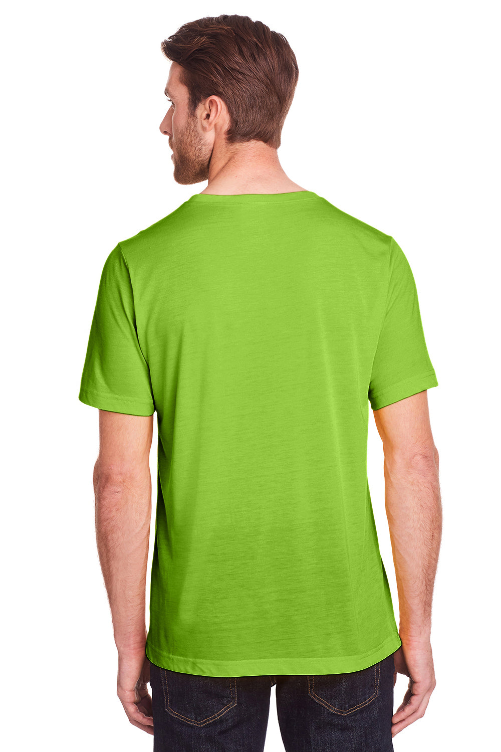 Core 365 CE111 Mens Fusion ChromaSoft Performance Moisture Wicking Short Sleeve Crewneck T-Shirt Acid Green Model Back