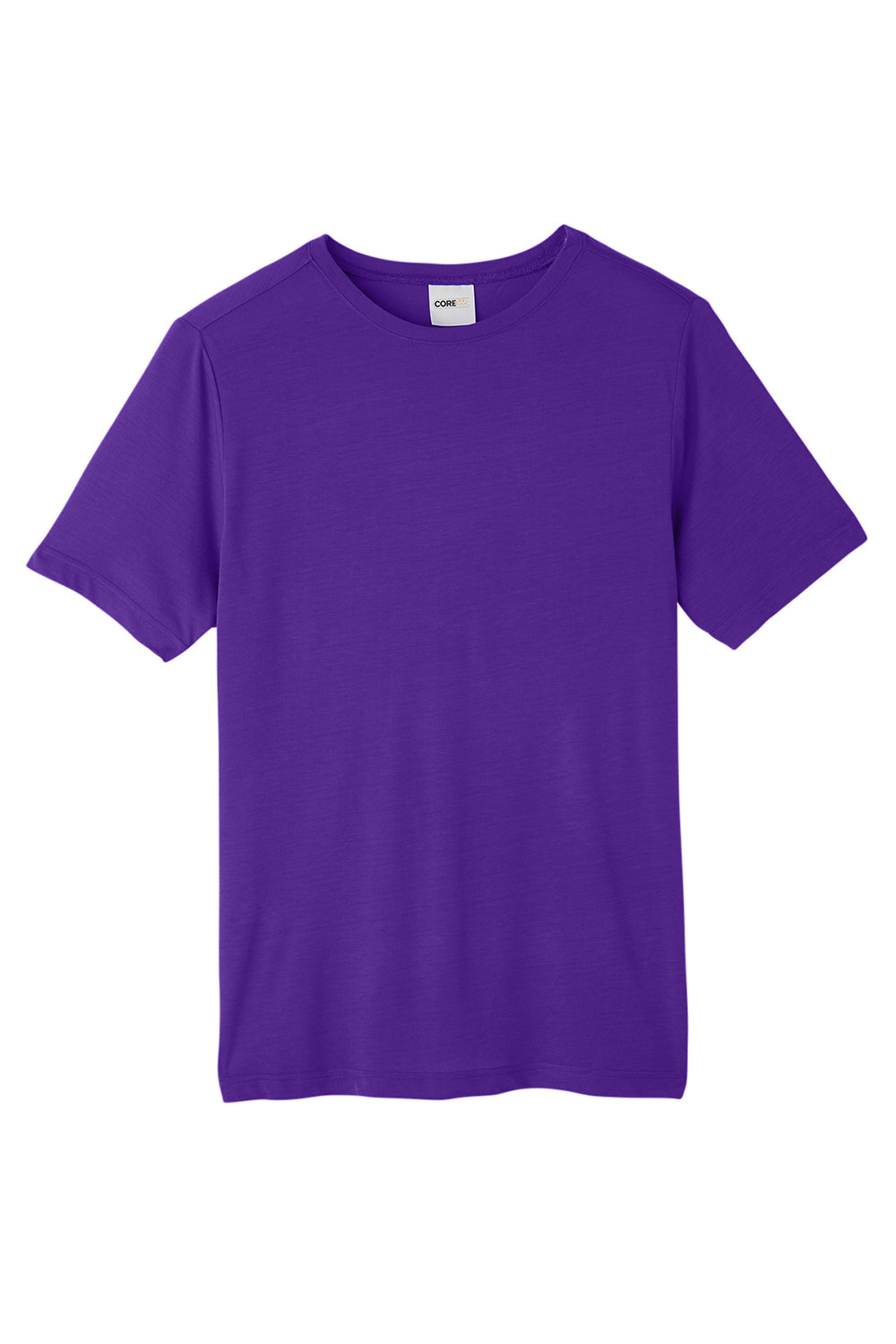 Core 365 CE111 Mens Fusion ChromaSoft Performance Moisture Wicking Short Sleeve Crewneck T-Shirt Campus Purple Flat Front