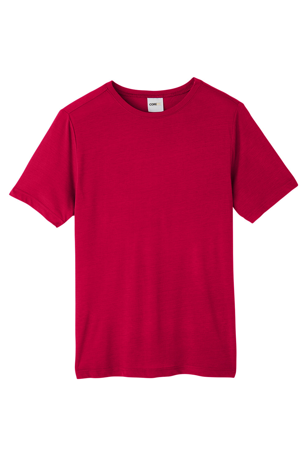 Core 365 CE111 Mens Fusion ChromaSoft Performance Moisture Wicking Short Sleeve Crewneck T-Shirt Classic Red Flat Front