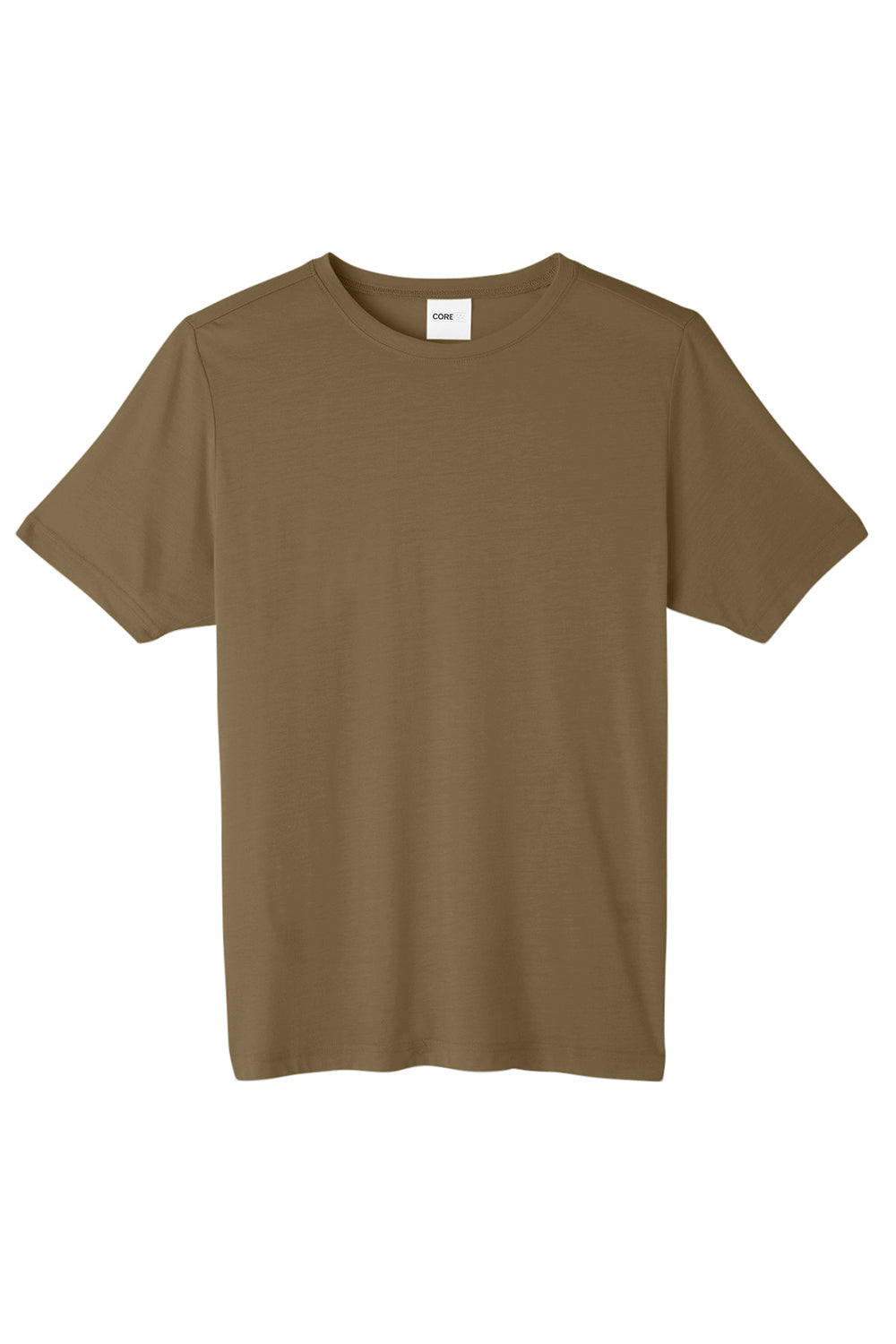 Core 365 CE111 Mens Fusion ChromaSoft Performance Moisture Wicking Short Sleeve Crewneck T-Shirt Coyote Brown Flat Front