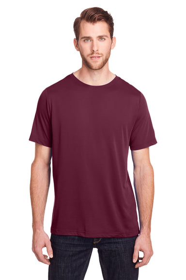 Core 365 CE111 Mens Fusion ChromaSoft Performance Moisture Wicking Short Sleeve Crewneck T-Shirt Burgundy Model Front