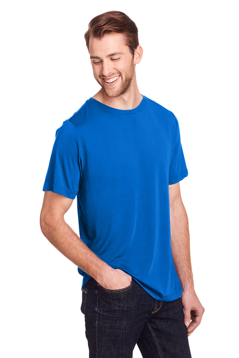 Core 365 CE111 Mens Fusion ChromaSoft Performance Moisture Wicking Short Sleeve Crewneck T-Shirt True Royal Blue Model 3q