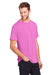 Core 365 CE111 Mens Fusion ChromaSoft Performance Moisture Wicking Short Sleeve Crewneck T-Shirt Charity Pink Model 3q