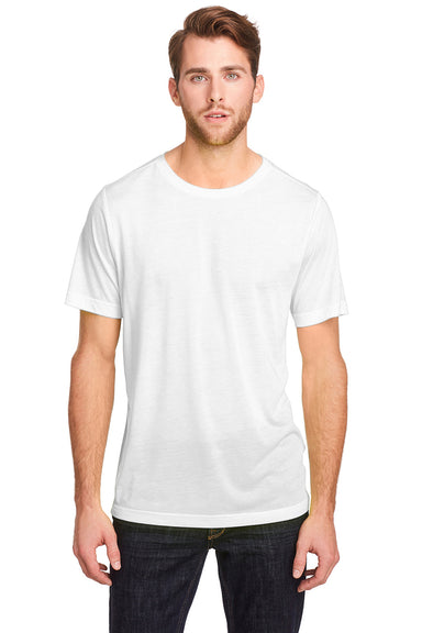 Core 365 CE111 Mens Fusion ChromaSoft Performance Moisture Wicking Short Sleeve Crewneck T-Shirt White Model Front