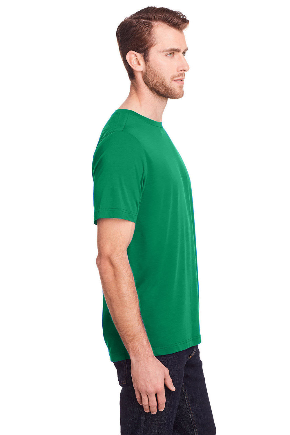 Core 365 CE111 Mens Fusion ChromaSoft Performance Moisture Wicking Short Sleeve Crewneck T-Shirt Kelly Green Model Side