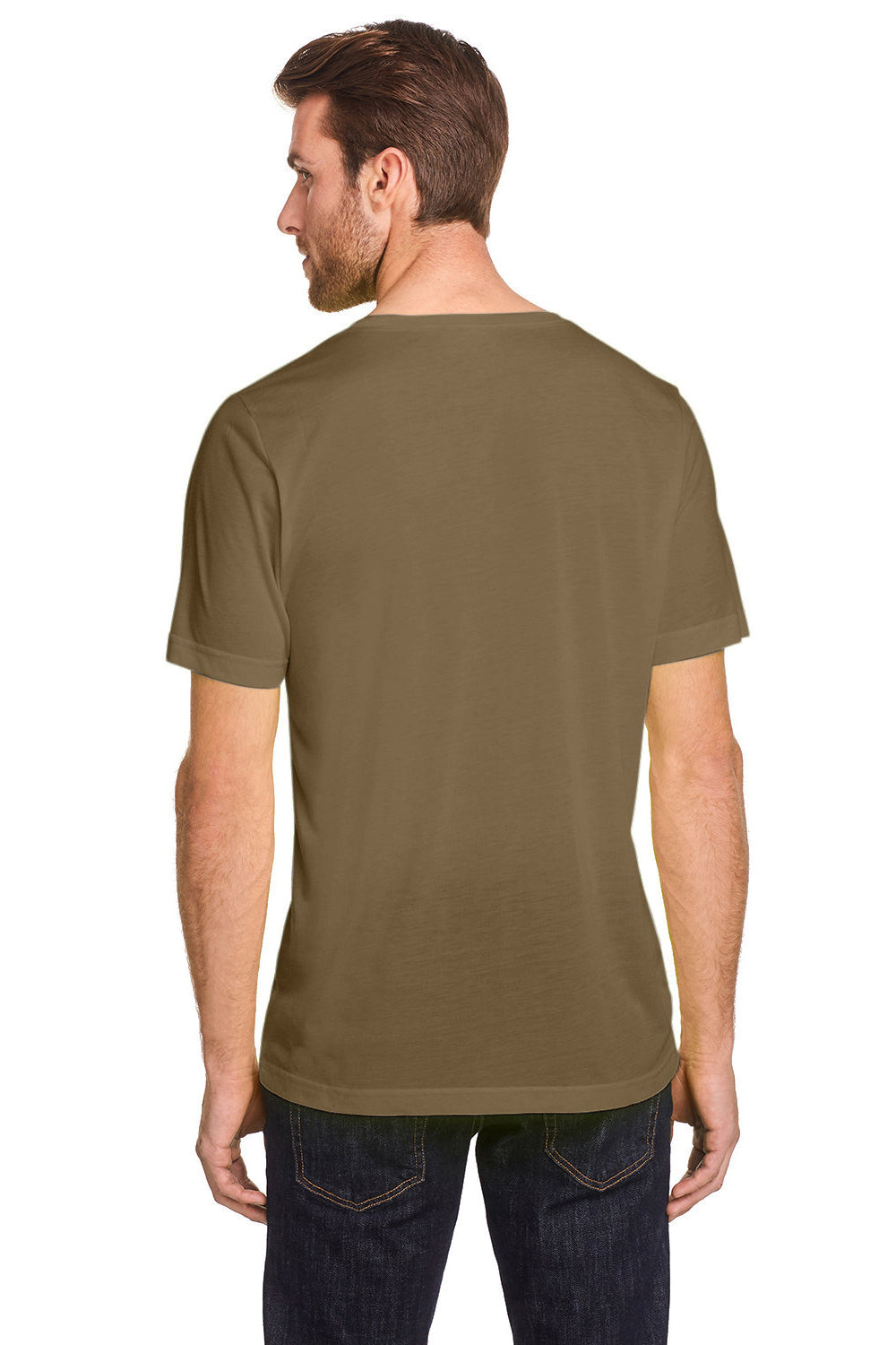 Core 365 CE111 Mens Fusion ChromaSoft Performance Moisture Wicking Short Sleeve Crewneck T-Shirt Coyote Brown Model Back