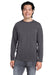 Core 365 CE111L Mens Fusion ChromaSoft Performance Moisture Wicking Long Sleeve Crewneck T-Shirt Carbon Grey Model Front