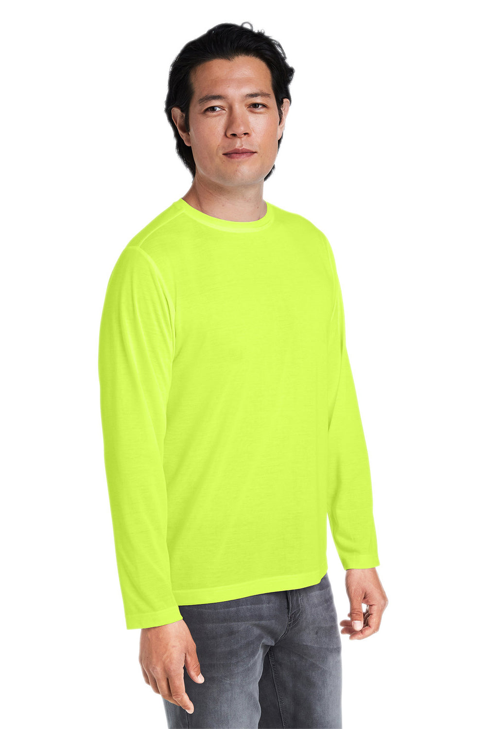 Core 365 CE111L Mens Fusion ChromaSoft Performance Moisture Wicking Long Sleeve Crewneck T-Shirt Safety Yellow Model 3q