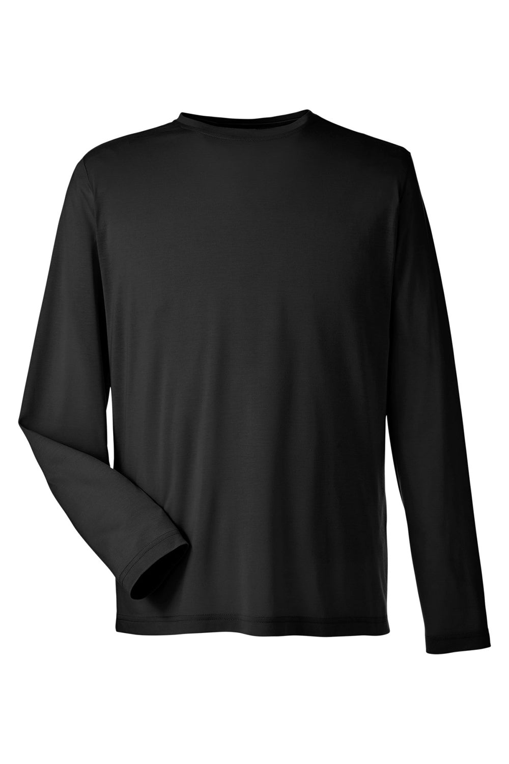 Core 365 CE111L Mens Fusion ChromaSoft Performance Moisture Wicking Long Sleeve Crewneck T-Shirt Black Flat Front