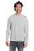 Core 365 CE111L Mens Fusion ChromaSoft Performance Moisture Wicking Long Sleeve Crewneck T-Shirt Platinum Grey Model Front