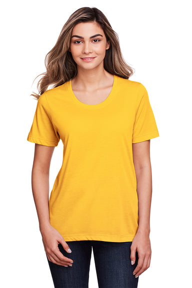 Core 365 CE111W Womens Fusion ChromaSoft Performance Moisture Wicking Short Sleeve Scoop Neck T-Shirt Campus Gold Model Front