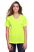 Core 365 CE111W Womens Fusion ChromaSoft Performance Moisture Wicking Short Sleeve Scoop Neck T-Shirt Safety Yellow Model Front