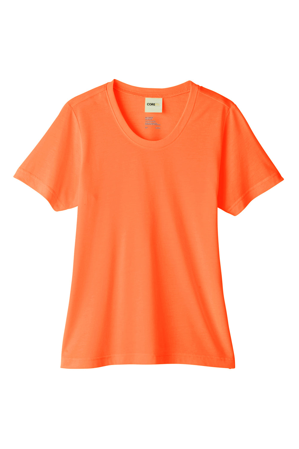 Core 365 CE111W Womens Fusion ChromaSoft Performance Moisture Wicking Short Sleeve Scoop Neck T-Shirt Campus Orange Flat Front