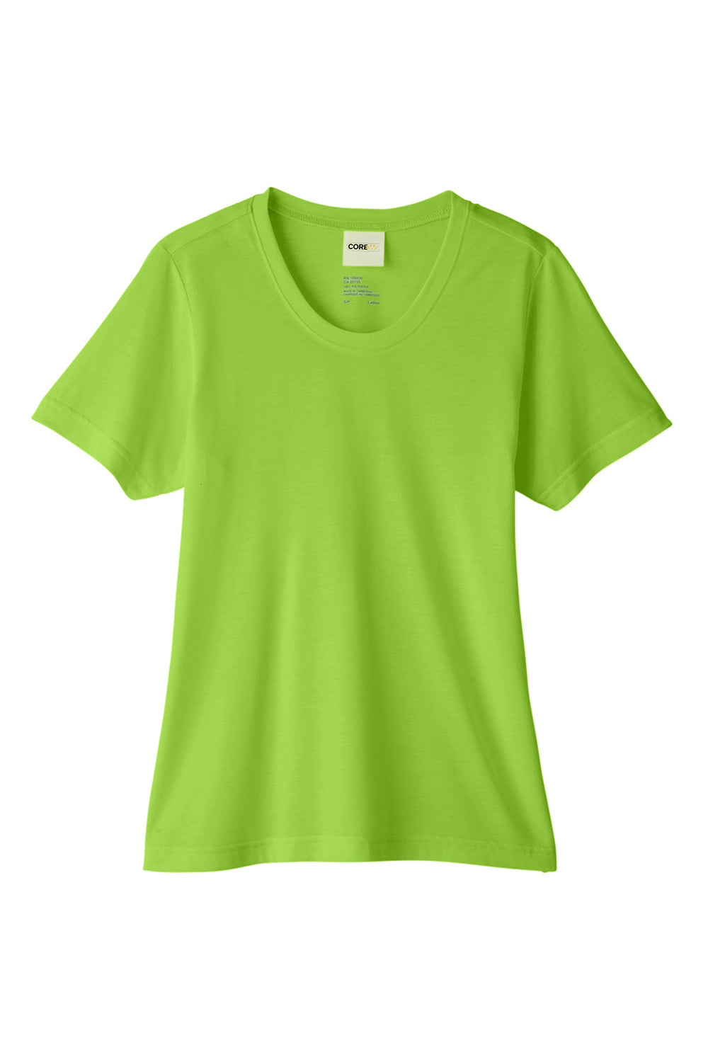 Core 365 CE111W Womens Fusion ChromaSoft Performance Moisture Wicking Short Sleeve Scoop Neck T-Shirt Acid Green Flat Front