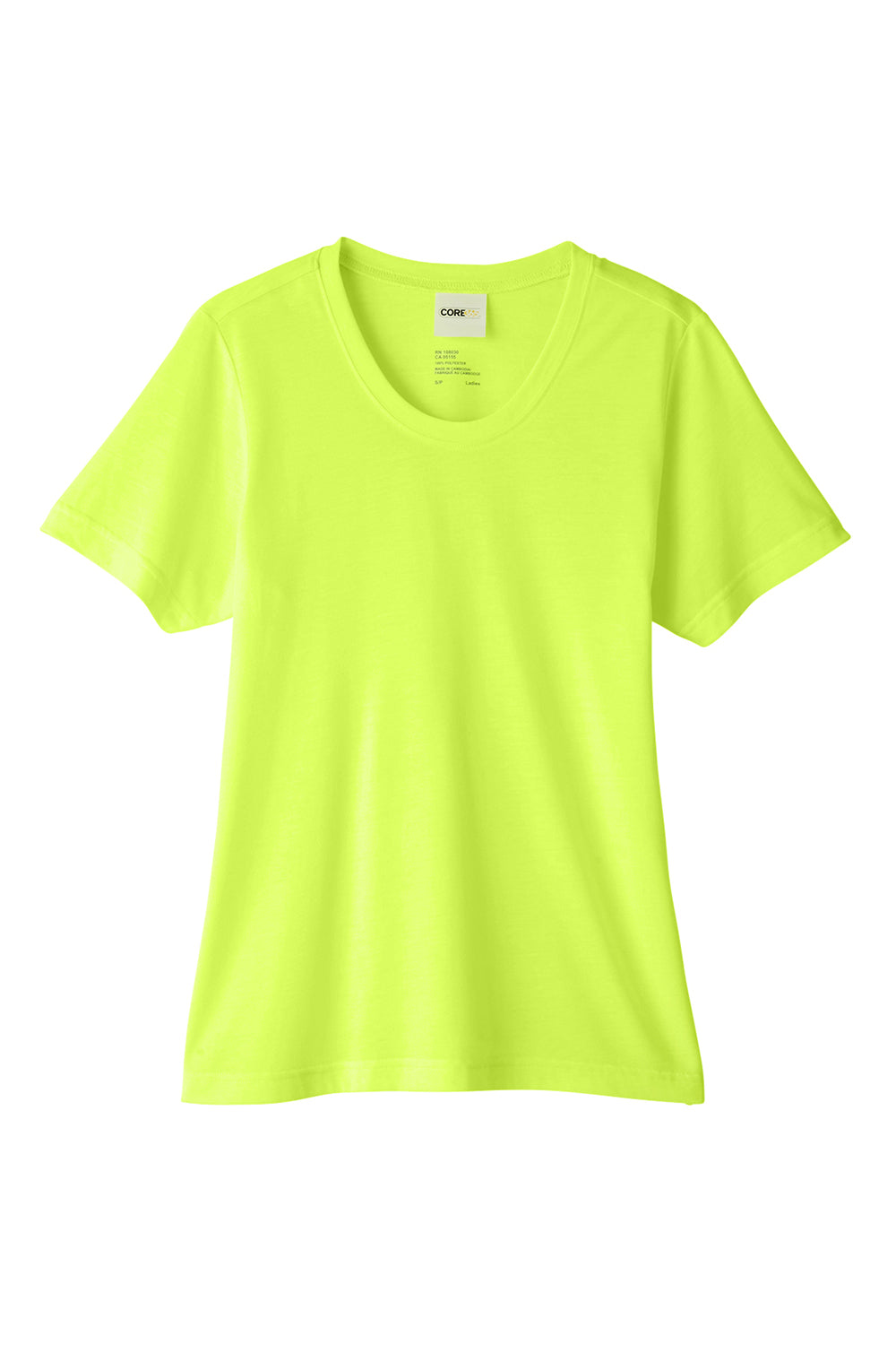 Core 365 CE111W Womens Fusion ChromaSoft Performance Moisture Wicking Short Sleeve Scoop Neck T-Shirt Safety Yellow Flat Front