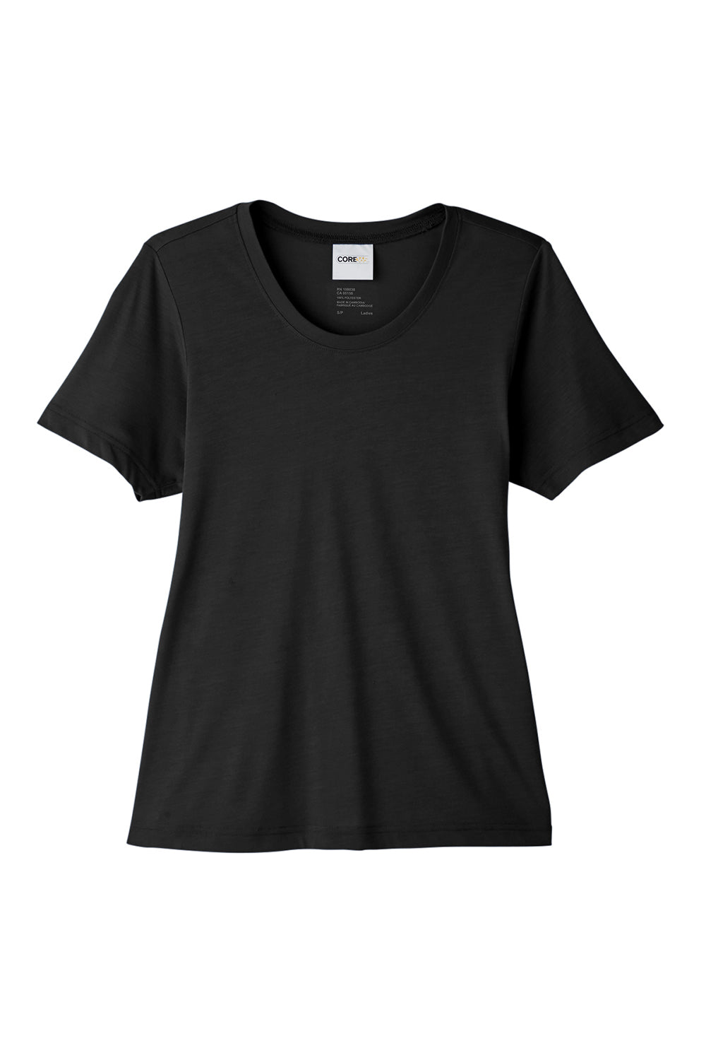 Core 365 CE111W Womens Fusion ChromaSoft Performance Moisture Wicking Short Sleeve Scoop Neck T-Shirt Black Flat Front