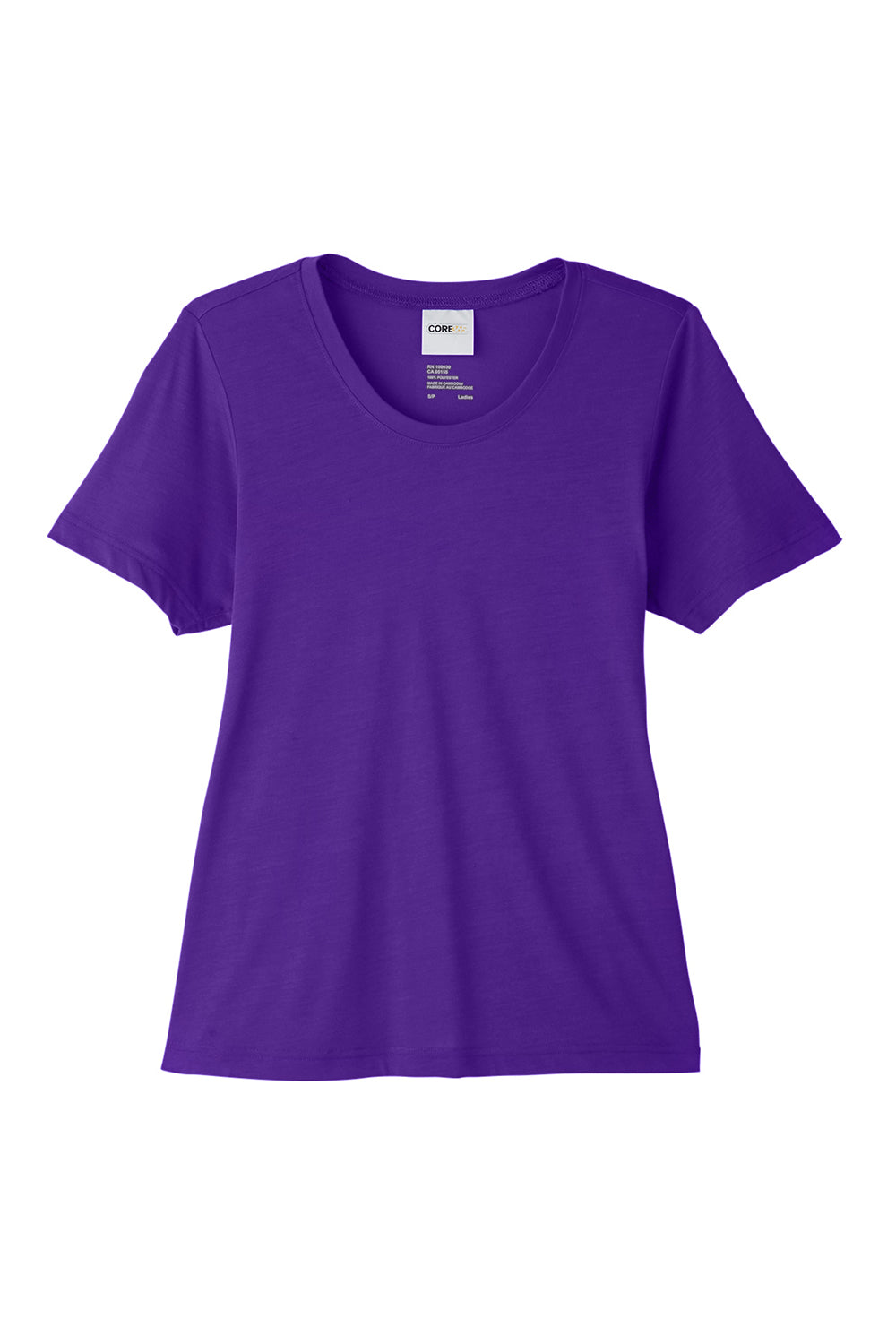 Core 365 CE111W Womens Fusion ChromaSoft Performance Moisture Wicking Short Sleeve Scoop Neck T-Shirt Campus Purple Flat Front