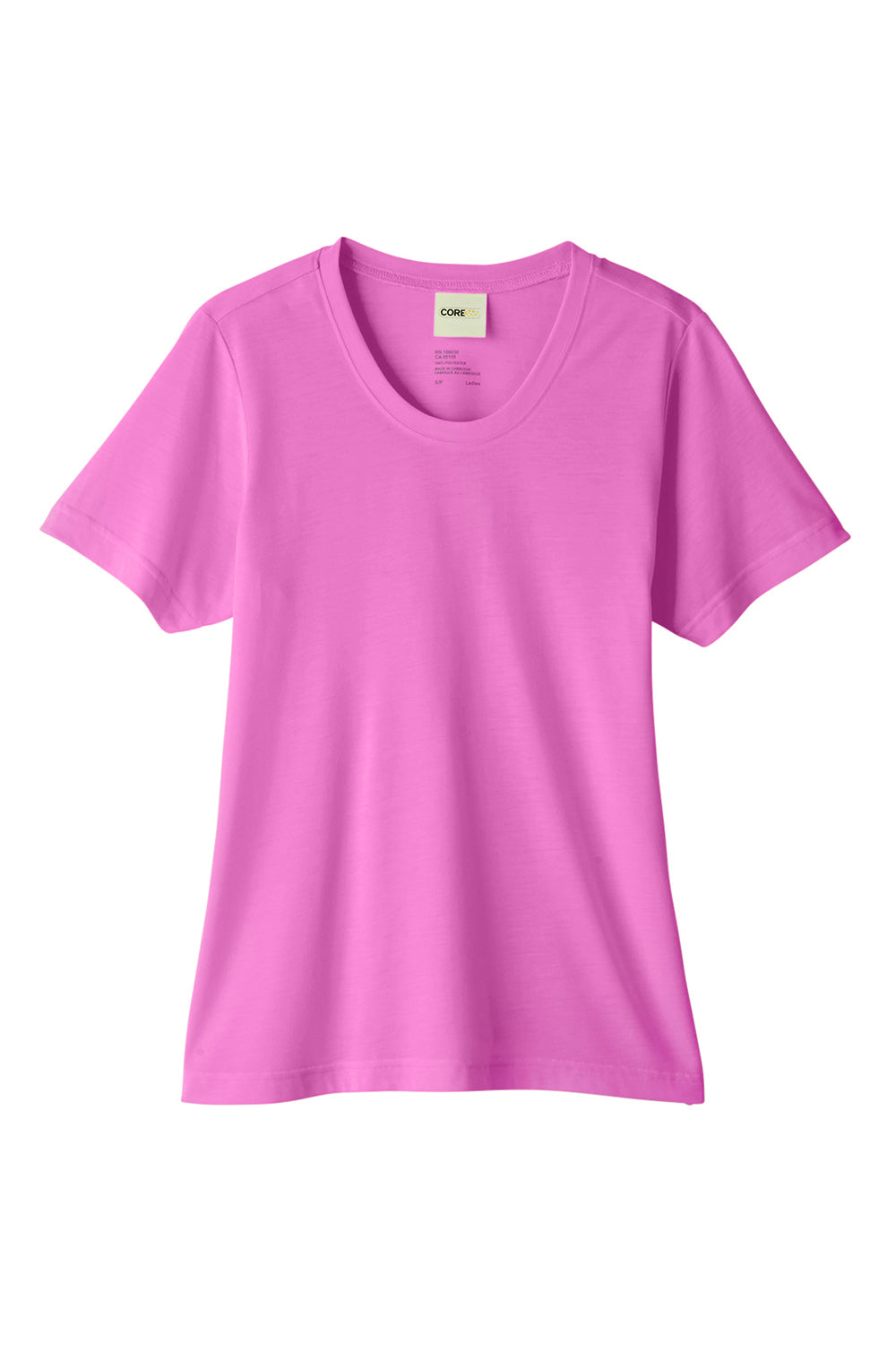 Core 365 CE111W Womens Fusion ChromaSoft Performance Moisture Wicking Short Sleeve Scoop Neck T-Shirt Charity Pink Flat Front