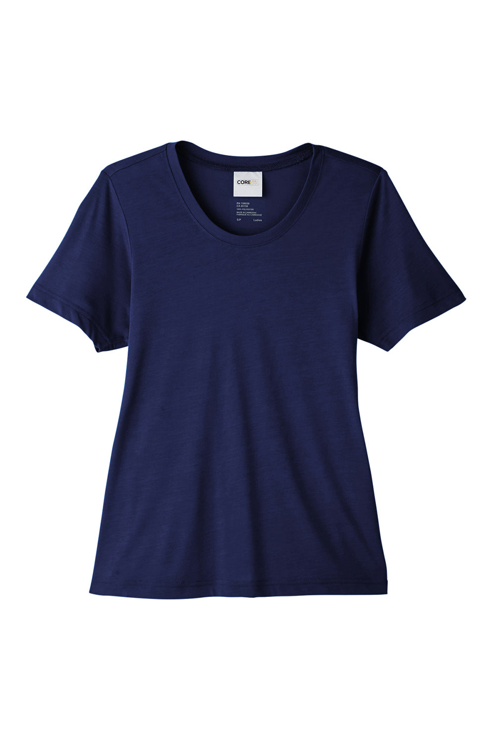 Core 365 CE111W Womens Fusion ChromaSoft Performance Moisture Wicking Short Sleeve Scoop Neck T-Shirt Classic Navy Blue Flat Front