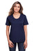 Core 365 CE111W Womens Fusion ChromaSoft Performance Moisture Wicking Short Sleeve Scoop Neck T-Shirt Classic Navy Blue Model Front