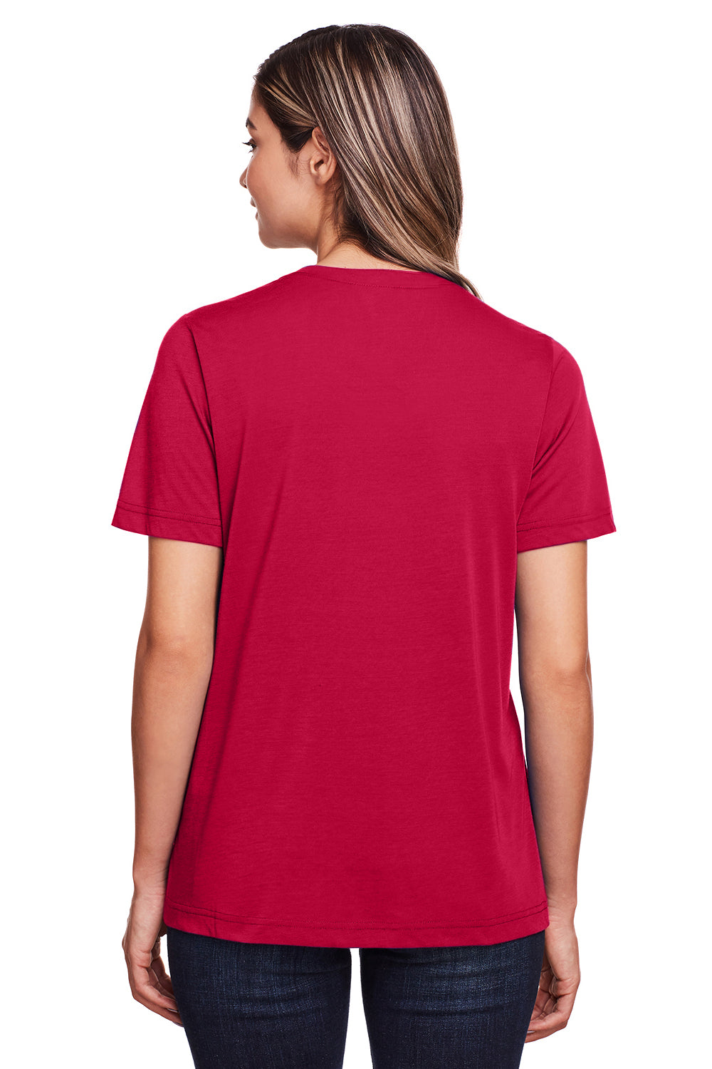 Core 365 CE111W Womens Fusion ChromaSoft Performance Moisture Wicking Short Sleeve Scoop Neck T-Shirt Classic Red Model Back