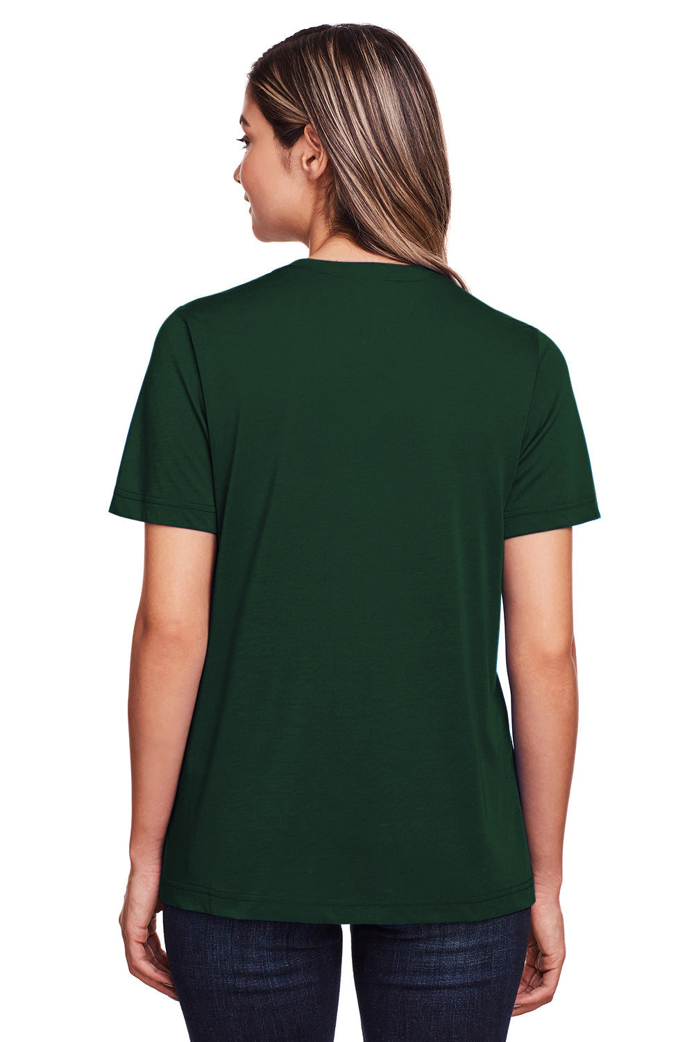 Core 365 CE111W Womens Fusion ChromaSoft Performance Moisture Wicking Short Sleeve Scoop Neck T-Shirt Forest Green Model Back