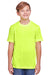 Core 365 CE111Y Youth Fusion ChromaSoft Performance Moisture Wicking Short Sleeve Crewneck T-Shirt Safety Yellow Model Front