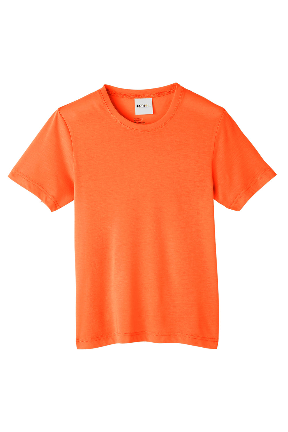 Core 365 CE111Y Youth Fusion ChromaSoft Performance Moisture Wicking Short Sleeve Crewneck T-Shirt Campus Orange Flat Front