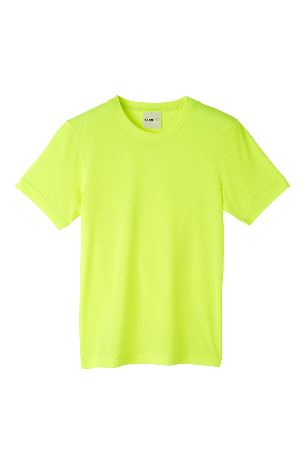 Core 365 CE111Y Youth Fusion ChromaSoft Performance Moisture Wicking Short Sleeve Crewneck T-Shirt Safety Yellow Flat Front