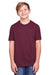 Core 365 CE111Y Youth Fusion ChromaSoft Performance Moisture Wicking Short Sleeve Crewneck T-Shirt Burgundy Model Front