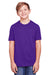 Core 365 CE111Y Youth Fusion ChromaSoft Performance Moisture Wicking Short Sleeve Crewneck T-Shirt Campus Purple Model Front