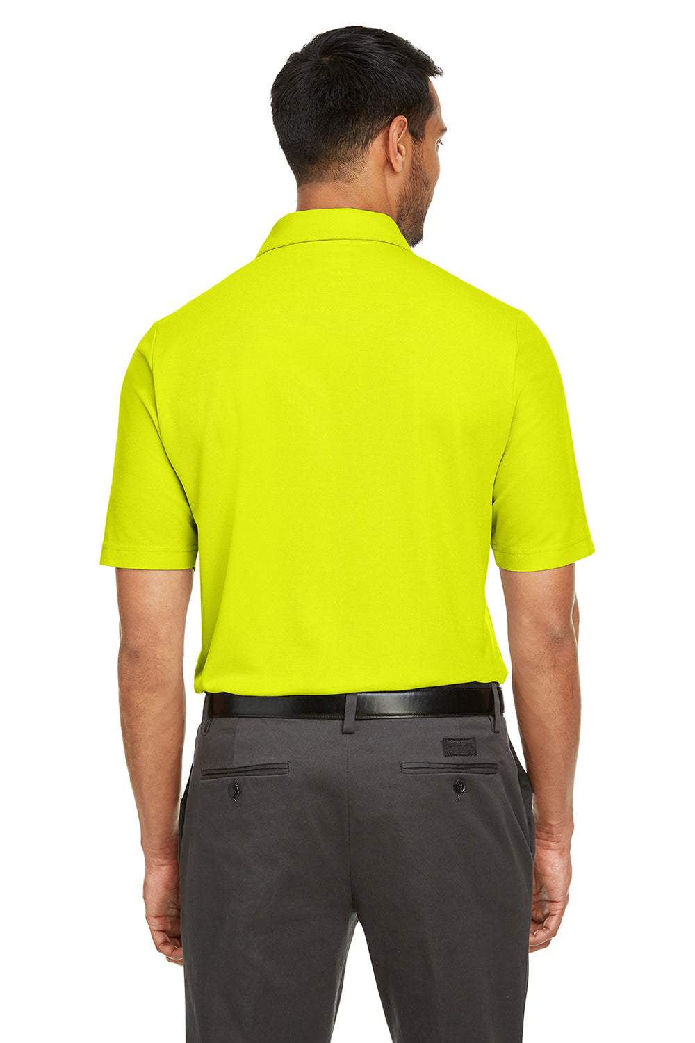 Core 365 CE112 Mens Fusion ChromaSoft Performance Moisture Wicking Short Sleeve Polo Shirt Safety Yellow Model Back