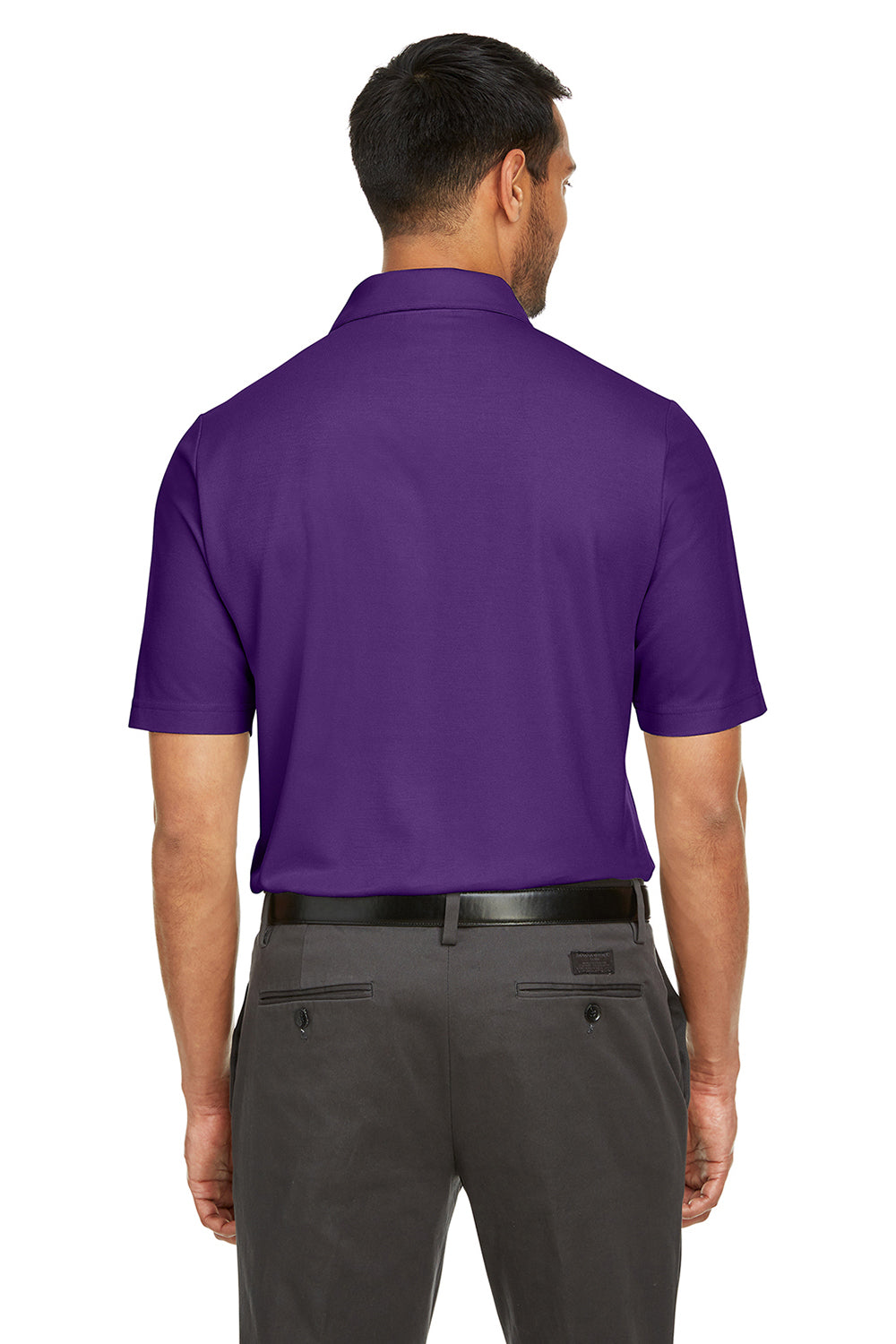 Core 365 CE112 Mens Fusion ChromaSoft Performance Moisture Wicking Short Sleeve Polo Shirt Campus Purple Model Back