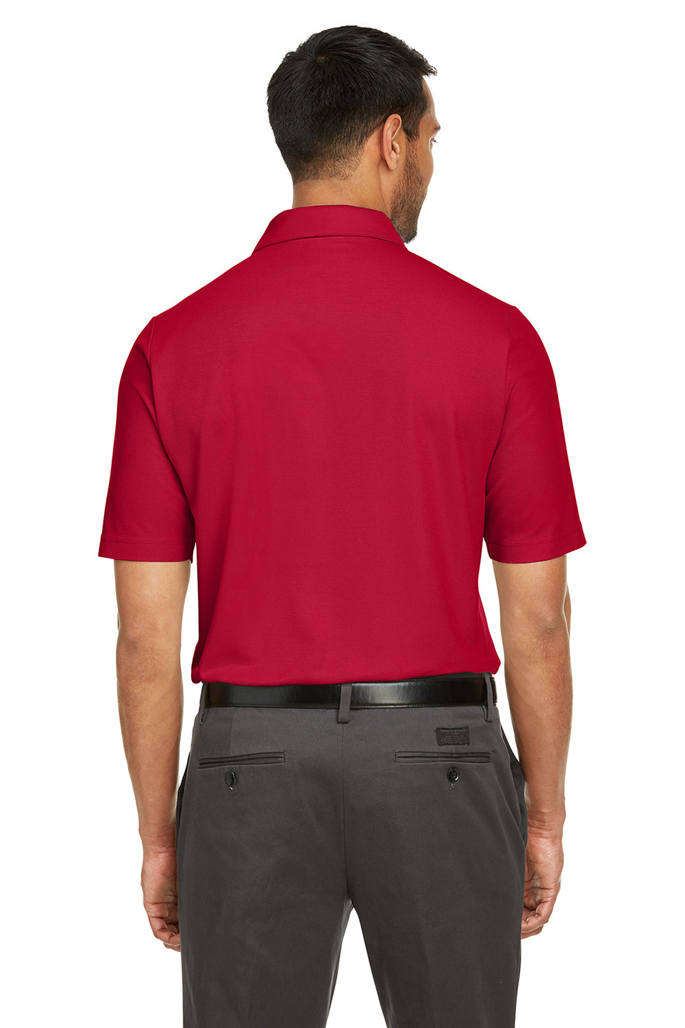 Core 365 CE112 Mens Fusion ChromaSoft Performance Moisture Wicking Short Sleeve Polo Shirt Classic Red Model Back