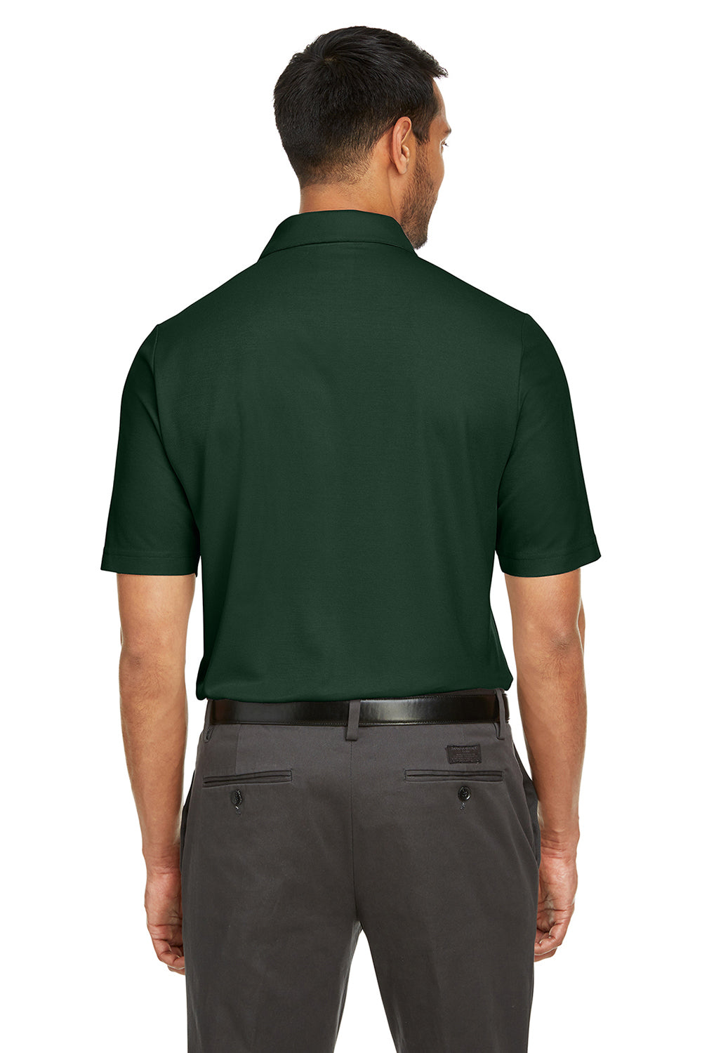 Core 365 CE112 Mens Fusion ChromaSoft Performance Moisture Wicking Short Sleeve Polo Shirt Forest Green Model Back