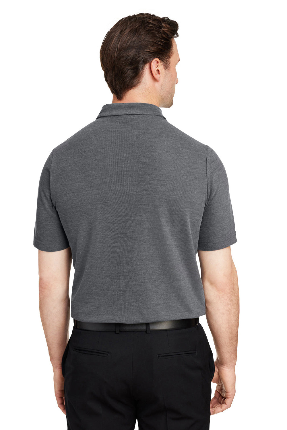 Core 365 CE112 Mens Fusion ChromaSoft Performance Moisture Wicking Short Sleeve Polo Shirt Heather Carbon Grey Model Back