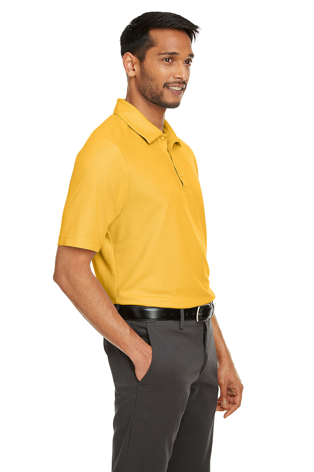 Core 365 CE112 Mens Fusion ChromaSoft Performance Moisture Wicking Short Sleeve Polo Shirt Campus Gold Model 3q