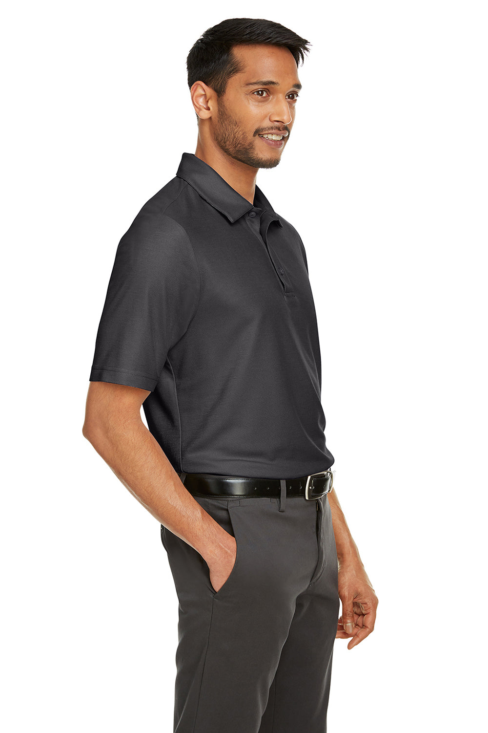 Core 365 CE112 Mens Fusion ChromaSoft Performance Moisture Wicking Short Sleeve Polo Shirt Carbon Grey Model 3q