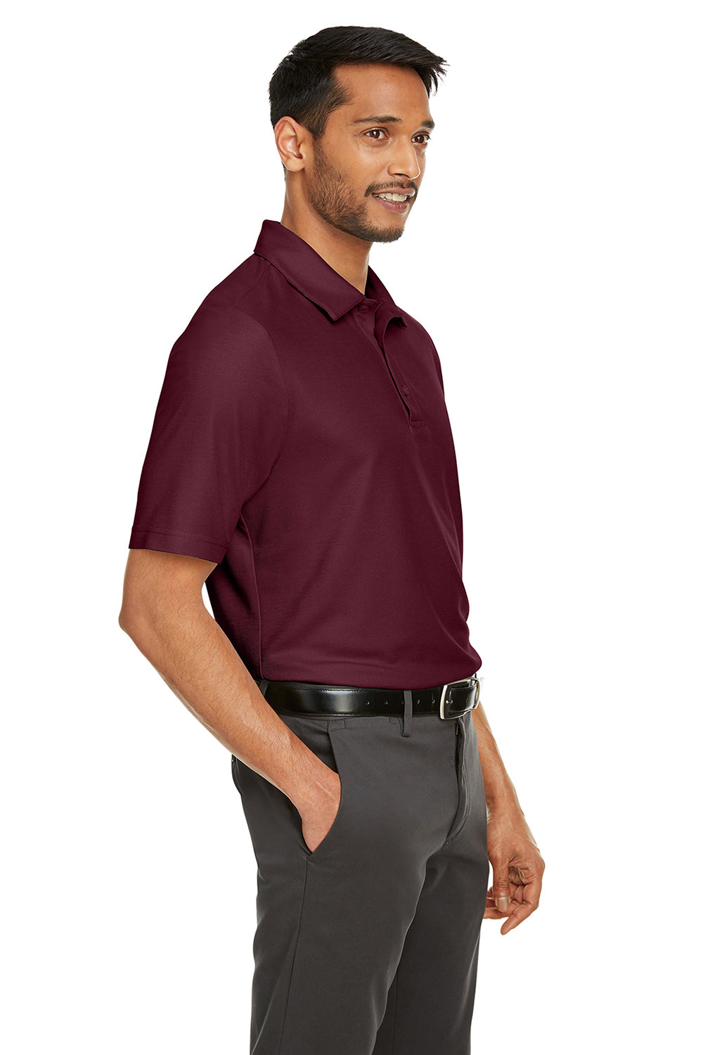 Core 365 CE112 Mens Fusion ChromaSoft Performance Moisture Wicking Short Sleeve Polo Shirt Burgundy Model 3q