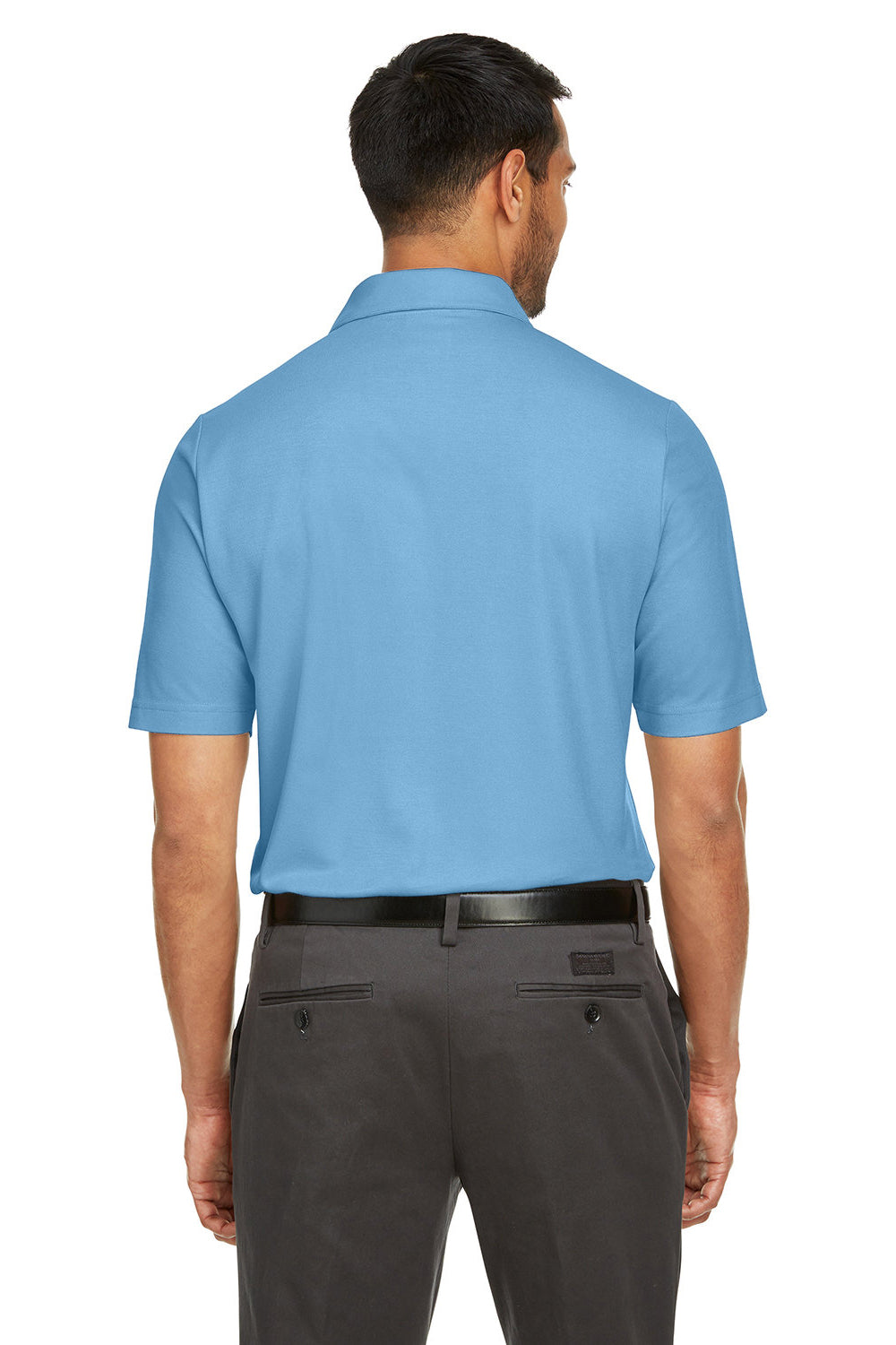 Core 365 CE112 Mens Fusion ChromaSoft Performance Moisture Wicking Short Sleeve Polo Shirt Columbia Blue Model Back