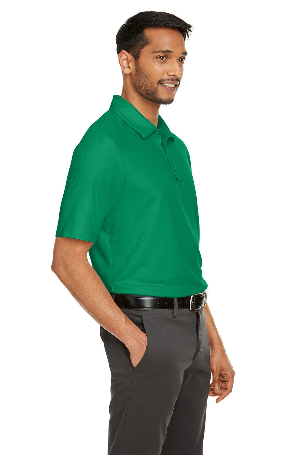 Core 365 CE112 Mens Fusion ChromaSoft Performance Moisture Wicking Short Sleeve Polo Shirt Kelly Green Model 3q