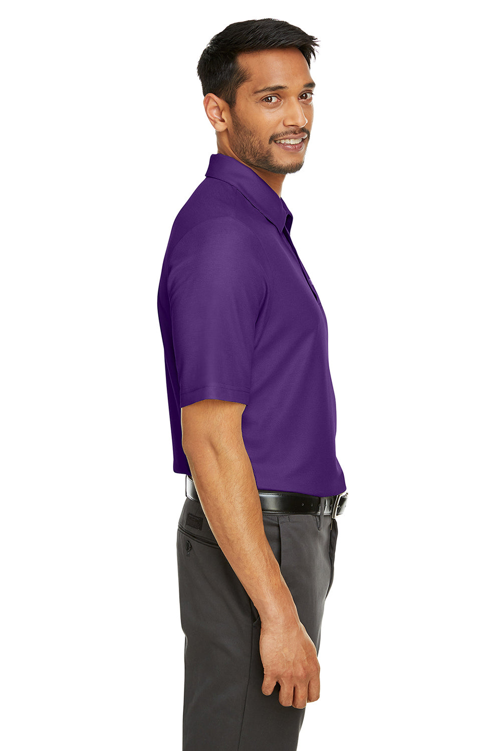 Core 365 CE112 Mens Fusion ChromaSoft Performance Moisture Wicking Short Sleeve Polo Shirt Campus Purple Model Side