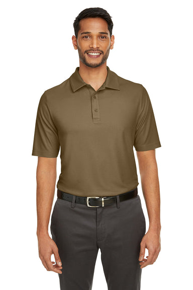 Core 365 CE112 Mens Fusion ChromaSoft Performance Moisture Wicking Short Sleeve Polo Shirt Coyote Brown Model Front