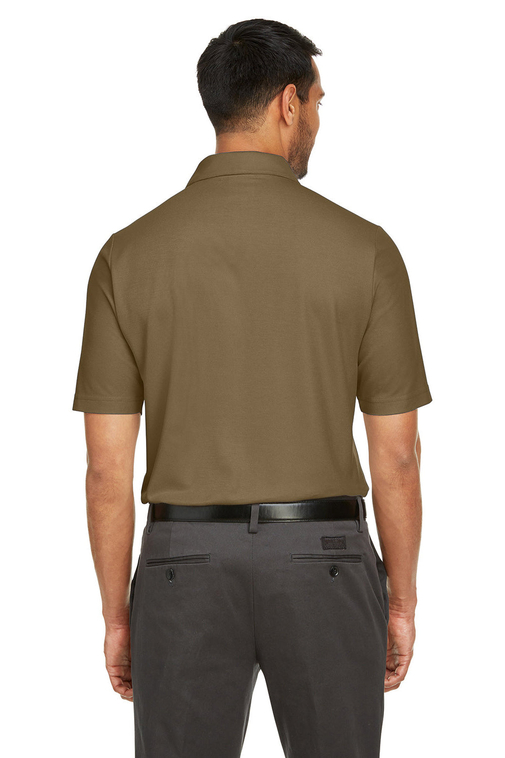 Core 365 CE112 Mens Fusion ChromaSoft Performance Moisture Wicking Short Sleeve Polo Shirt Coyote Brown Model Back