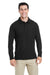 Core 365 CE112L Mens Fusion ChromaSoft Performance Moisture Wicking Long Sleeve Polo Shirt Black Model Front