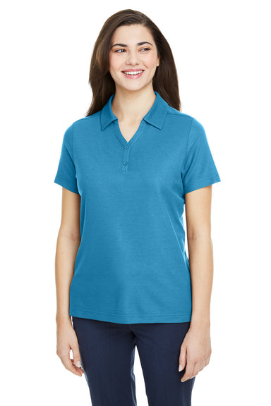 Core 365 CE112W Womens Fusion ChromaSoft Performance Moisture Wicking Pique Short Sleeve Polo Shirt Electric Blue Model Front