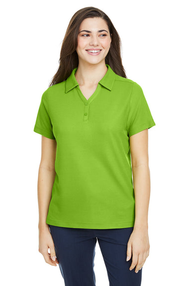 Core 365 CE112W Womens Fusion ChromaSoft Performance Moisture Wicking Pique Short Sleeve Polo Shirt Acid Green Model Front