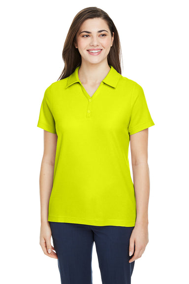 Core 365 CE112W Womens Fusion ChromaSoft Performance Moisture Wicking Pique Short Sleeve Polo Shirt Safety Yellow Model Front